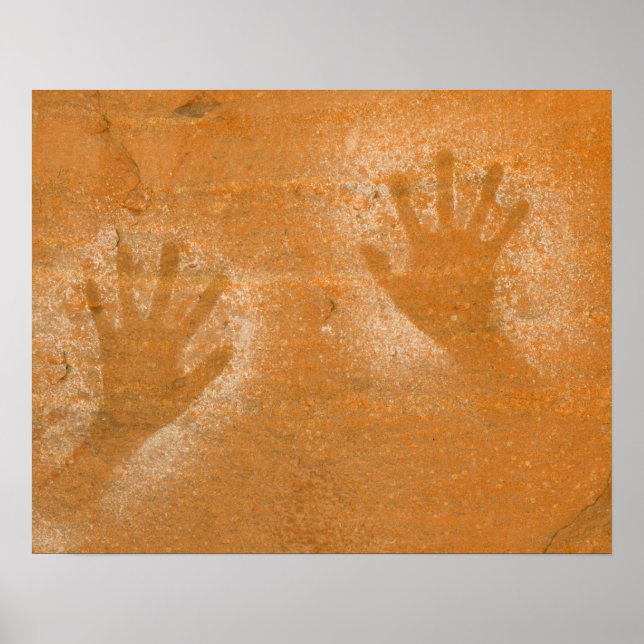 USA, Utah, Pictograph Hand-print on sandstone. Poster (Framsidan)