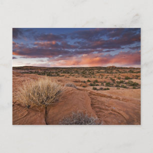 USA, Utah. Solnedgång vid Poison Spider Mesa nära Vykort
