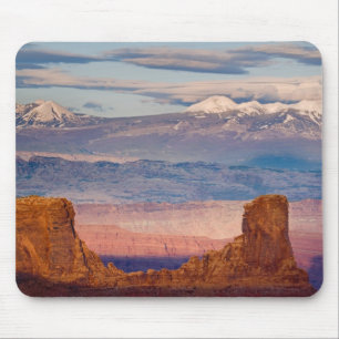 USA, Utah. Utsikt över La Sal Mountains från Dead Musmatta