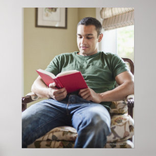 USA, Utah, Young man läser bok Poster