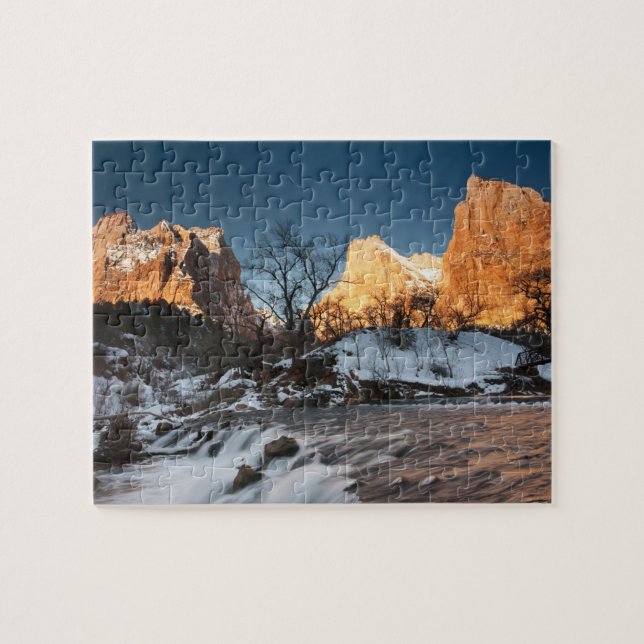 USA, Utah, Zion National Park. Bergsoluppgång Pussel (Horisontell)