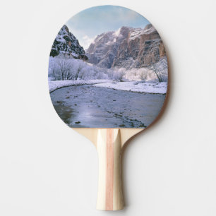 USA, Utah, Zion NP. Nytt snö täcker kanjonen Pingisracket