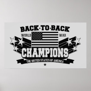 USA Världskrig Champions Black & White Poster