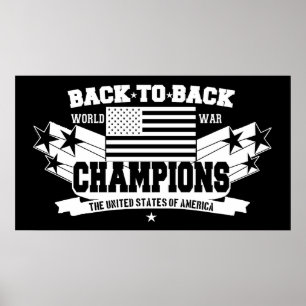 USA Världskrig Champions Black & White Poster