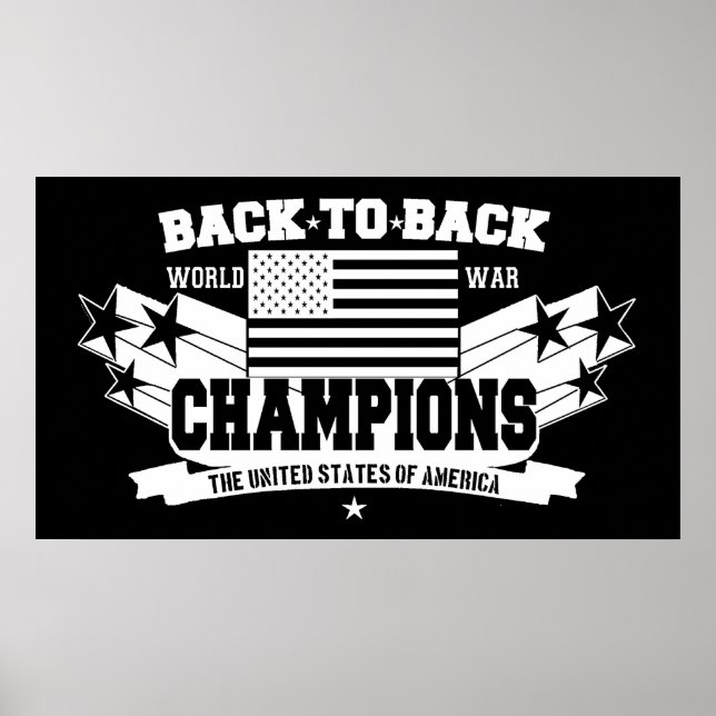 USA Världskrig Champions Black & White Poster (Framsidan)