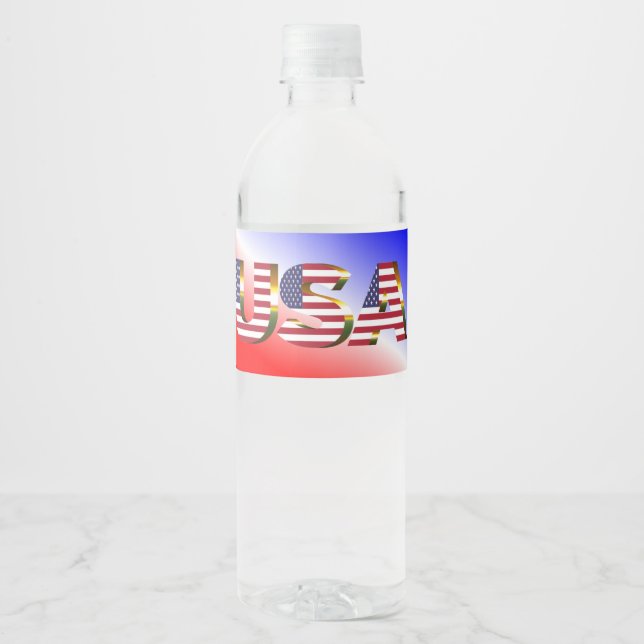 USA VATTENFLASKOR ETIKETT (Framsida)