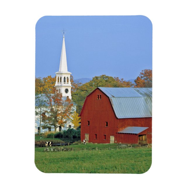 USA, Vermont, Peacham. En röd lada och vit Magnet (Vertikal)