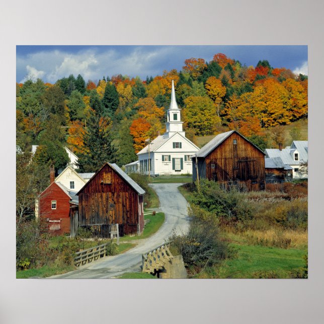 USA, Vermont, Waits River. Höstfärger tillför Poster (Framsidan)