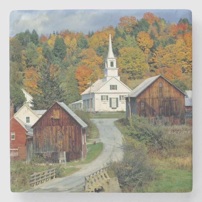 USA, Vermont, Waits River. Höstfärger tillför Underlägg Sten (Framsidan)
