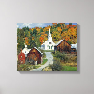 USA, Vermont, Waits River. Höstlövverk tillför Canvastryck