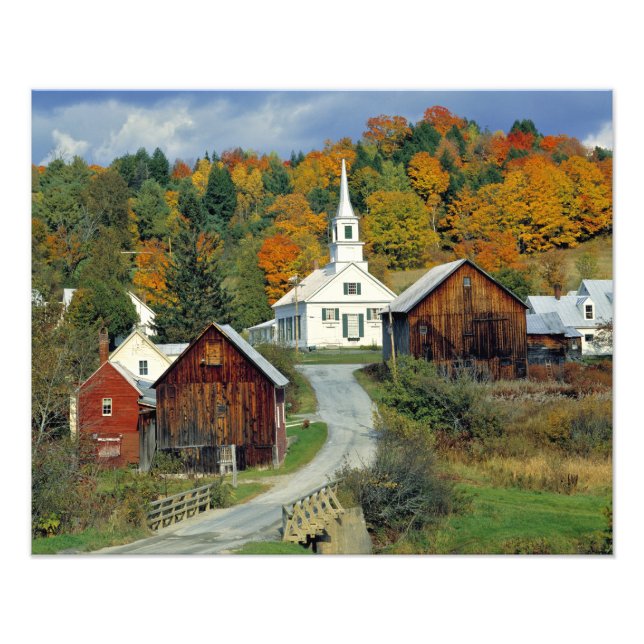 USA, Vermont, Waits River. Höstlövverk tillför Fototryck (Framsidan)