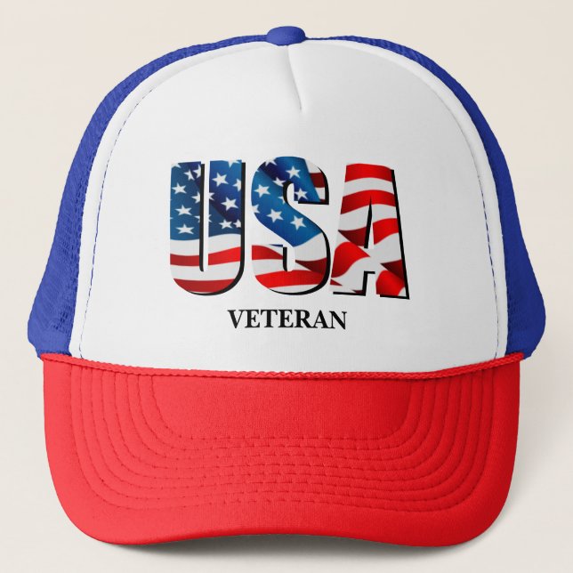 USA VETERAN American patriotic rött vitt blått fla Keps (Framsida)