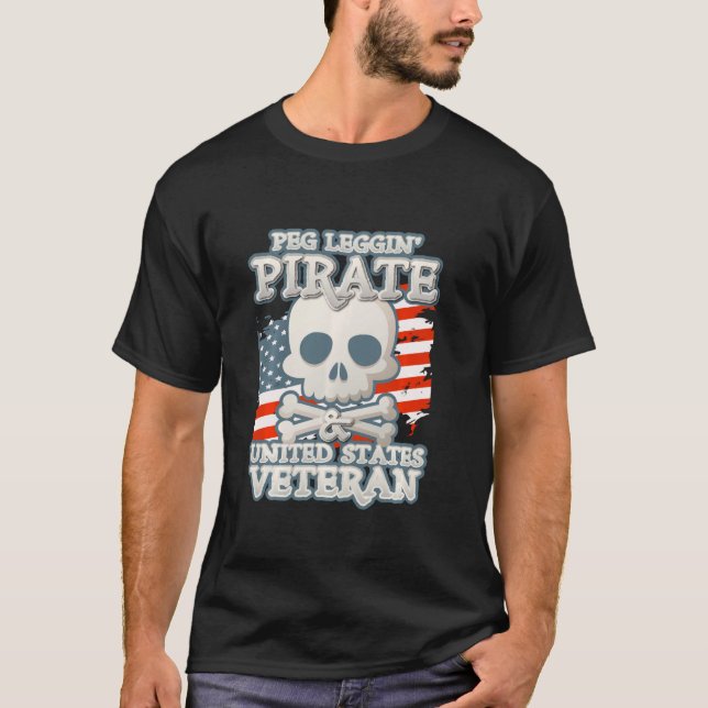Usa Veteran Peg Leggin Pirat Skull Tees Manar Wome T Shirt (Framsida)