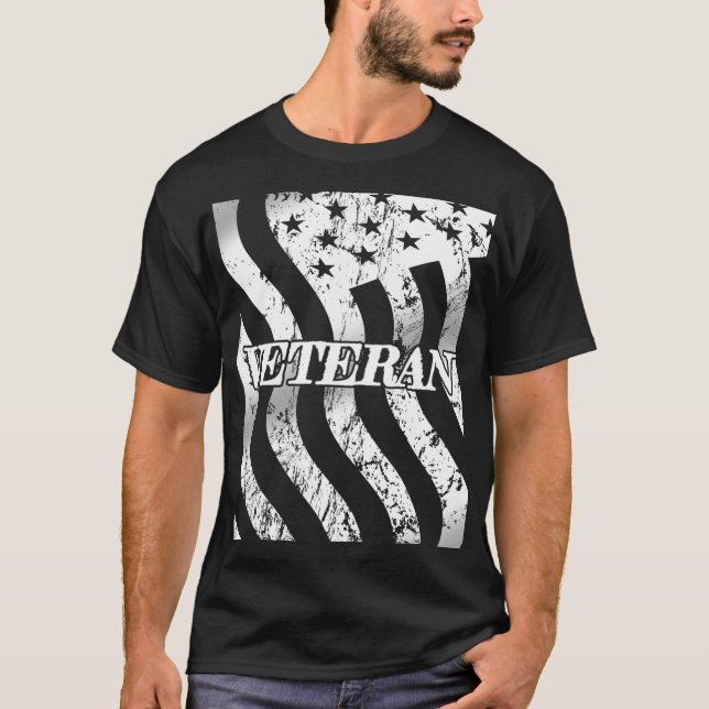 USA-veteran - vintage-vit T Shirt (Framsida)