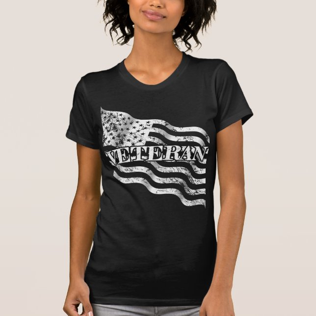 USA-veteran - vintage-vit T Shirt (Framsida)