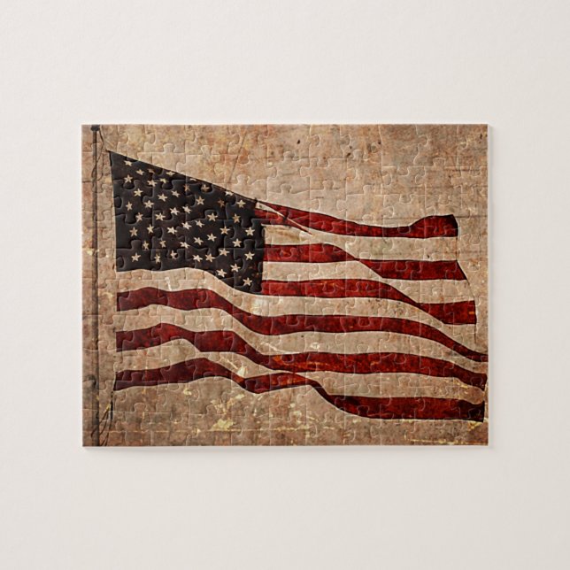 USA Vintage American Flagga Pussel (Horisontell)