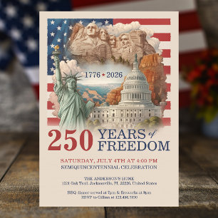 USA Vintage Amerikas Semiquincentennial 250 År Inbjudningar
