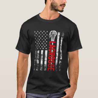 USA Vintage Flagga American Lacrosse 4:e juli T Shirt