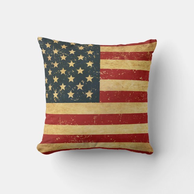USA Vintage Grunge Flagga Kudde (Framsida)