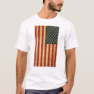 USA Vintage Grunge Flagga Manar White T Shirt