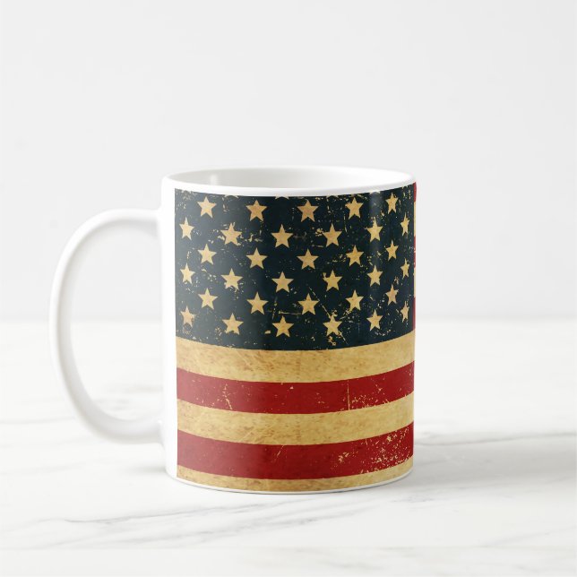 USA Vintage Grunge Flagga Mugg (Vänster)