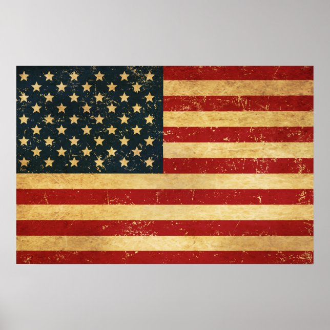 USA Vintage Grunge Flagga Poster (Framsidan)