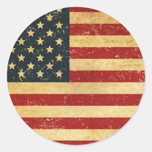 USA Vintage Grunge Flagga Runt Klistermärke