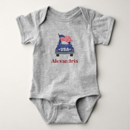 USA Vintage Lastbil Blue och Red American Flagga T Shirt