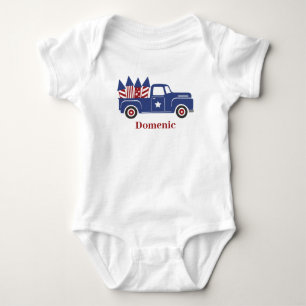 USA Vintage Lastbil Blue och Red Firecracker T Shirt