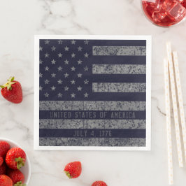 USA Vintage Mörk blått Grunge American Flagga Pappersservett