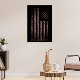 USA Vintage Rosa och svart Grunge American Flagga Poster