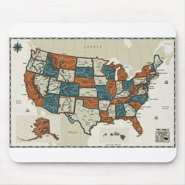 USA - vintagekarta Musmatta (Framsidan)