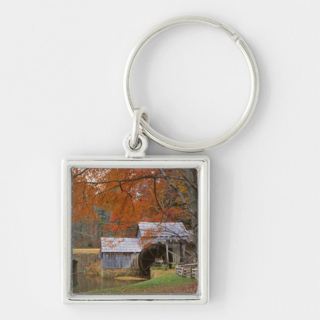 USA, Virginia, Blue Ridge Parkway, hösten Fyrkantig Silverfärgad Nyckelring (Framsidan)