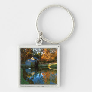USA, Virginia, Blue Ridge Parkway, Mabry Mill Fyrkantig Silverfärgad Nyckelring