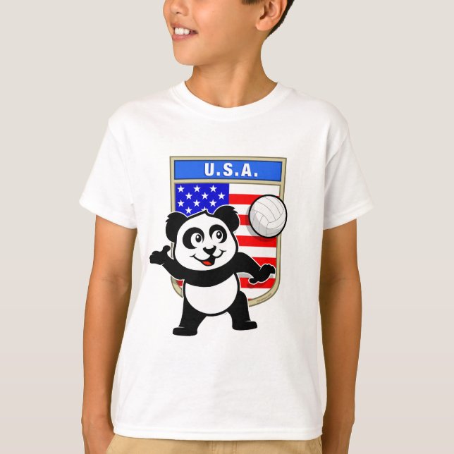 USA Volleyball Panda T-shirt (Framsida)