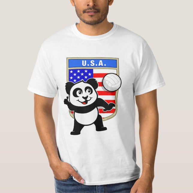 USA Volleyball Panda Tee Shirt (Framsida)