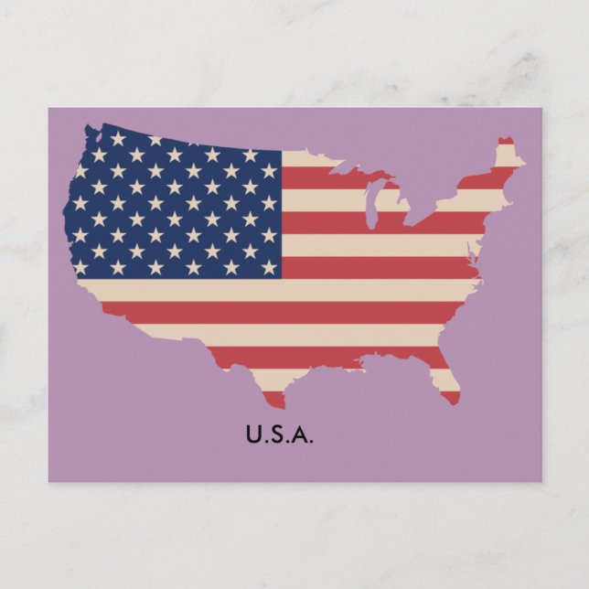 USA-vykort för Karta Flagga Vykort (Framsida)