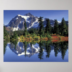 USA, WA, Heather Meadows RA. Mount Shuksan vid Poster