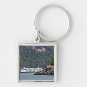 USA, WA. Washington State Ferries Fyrkantig Silverfärgad Nyckelring
