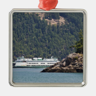 USA, WA. Washington State Ferries Julgransprydnad Metall
