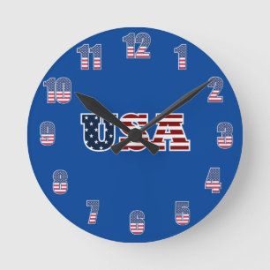USA Wall Clock Rund Klocka