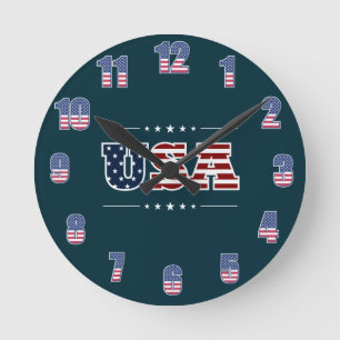 USA Wall Clock Rund Klocka