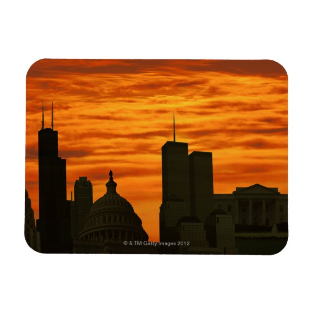 USA, Washington DC, White House och World Trade Magnet (Horisontell)