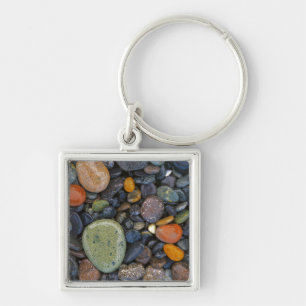 USA, Washington, Lopez Island, Agate Beach Fyrkantig Silverfärgad Nyckelring