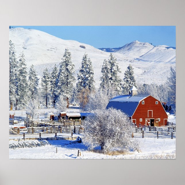 USA, Washington, Methow Valley, Barns in Poster (Framsidan)