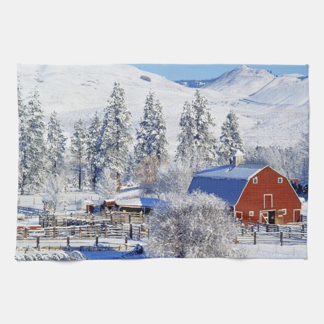 USA, Washington, Methow Valley, Ladugårdar i Kökshandduk (Horisontell)