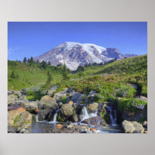 USA, Washington, Mt. Rainier NP, Mt. Rainier och 2 Poster