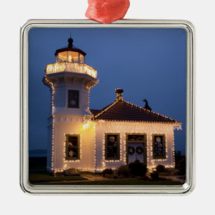 USA, Washington, Mukilteo. Mukilteo fyr Julgransprydnad Metall
