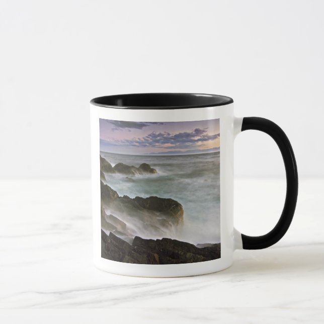 USA, Washington, San Juan Islands. Vågor kraschar Mugg (Höger)