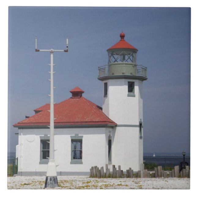 USA, Washington, Seattle, Alki Point Lighthouse, 2 Kakelplatta (Framsidan)
